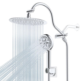Hibbent 10-inch rainfall head in rust-resistant SUS304 stainless steel.