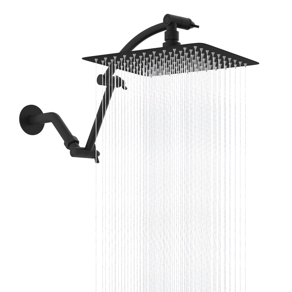 Hibbent all-metal rain shower head with a 10x9 inch spray face for immersive rainfall.