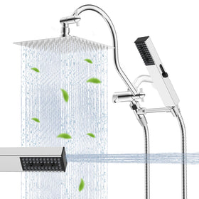 Hibbent all-metal shower head with rain spray for lasting durability.