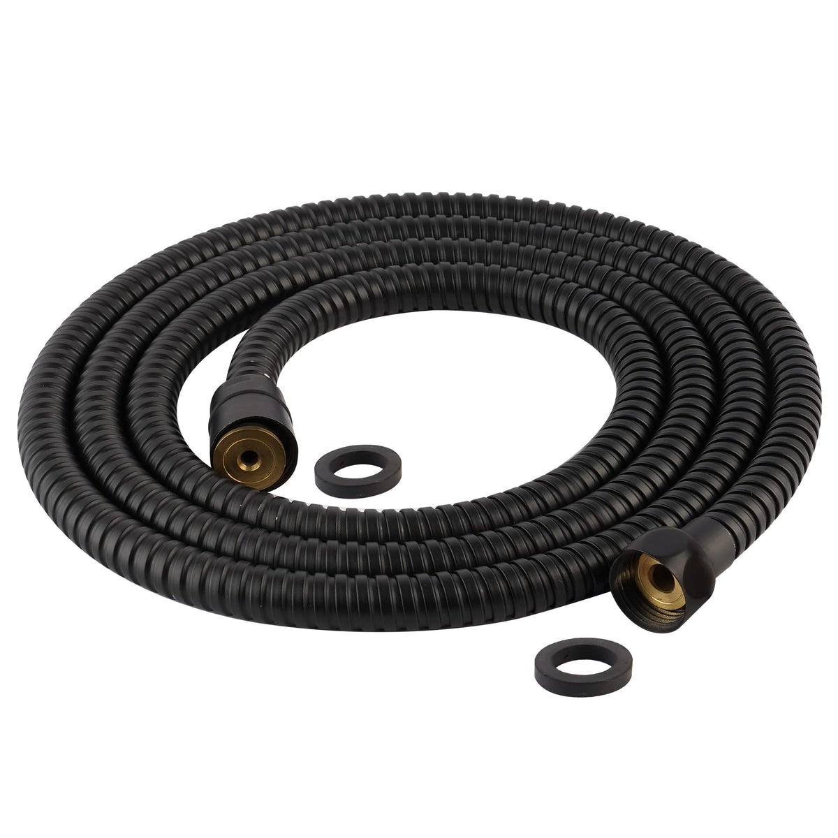 Hibbent all-metal 90-inch shower hose for easy long reach and rinsing.