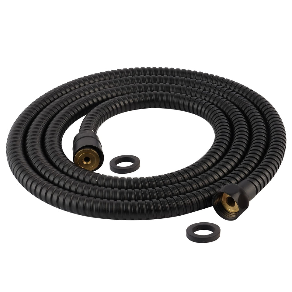 Hibbent all-metal 90-inch shower hose for easy long reach and rinsing.