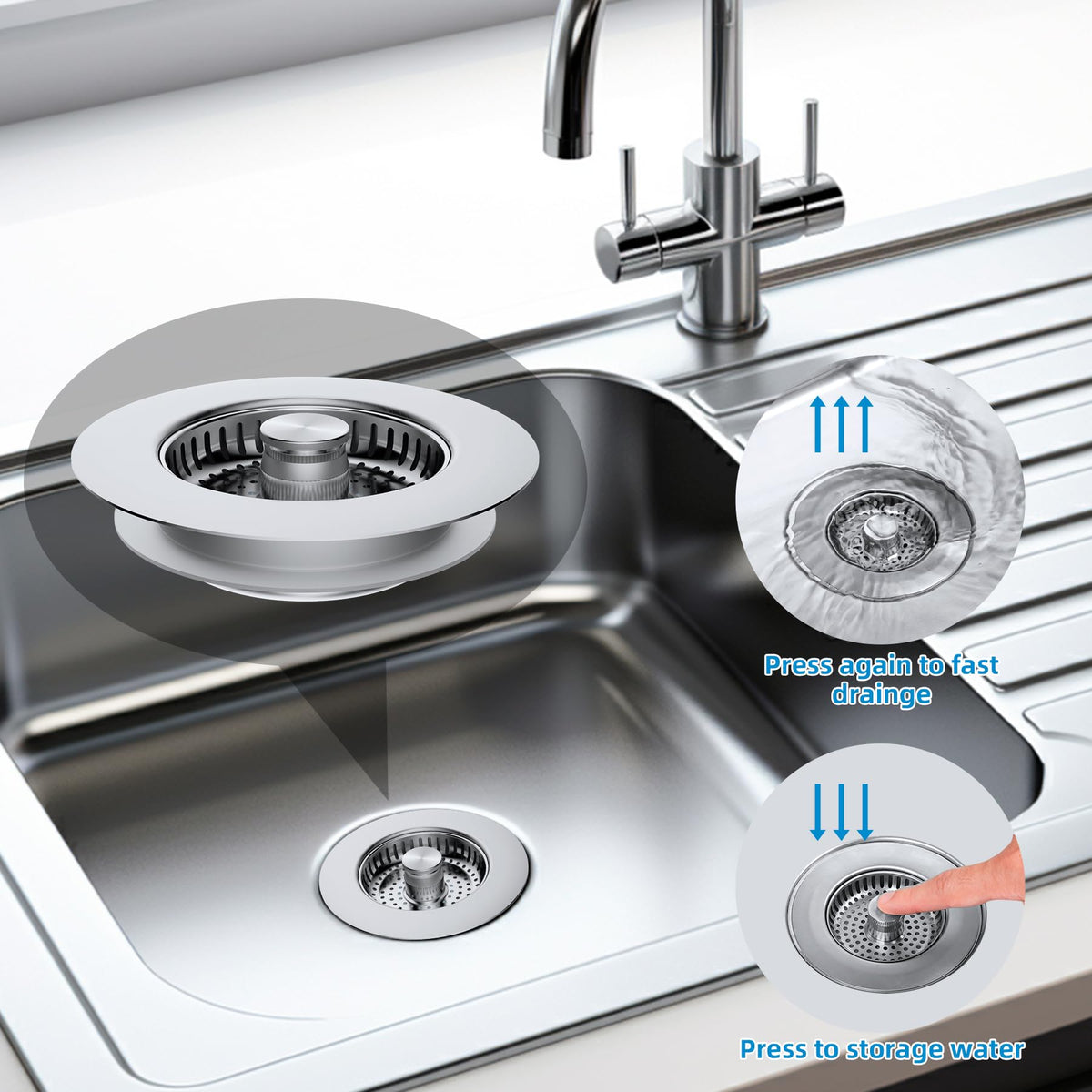 Hibbent anti-rust kitchen strainer, top view, highlights corrosion resistance.
