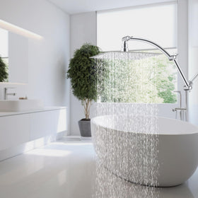 Hibbent arc-shaped extension arm design keeps spray vertical