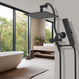 Hibbent assembled shower head matte black enables a ready-to-install premium bath upgrade
