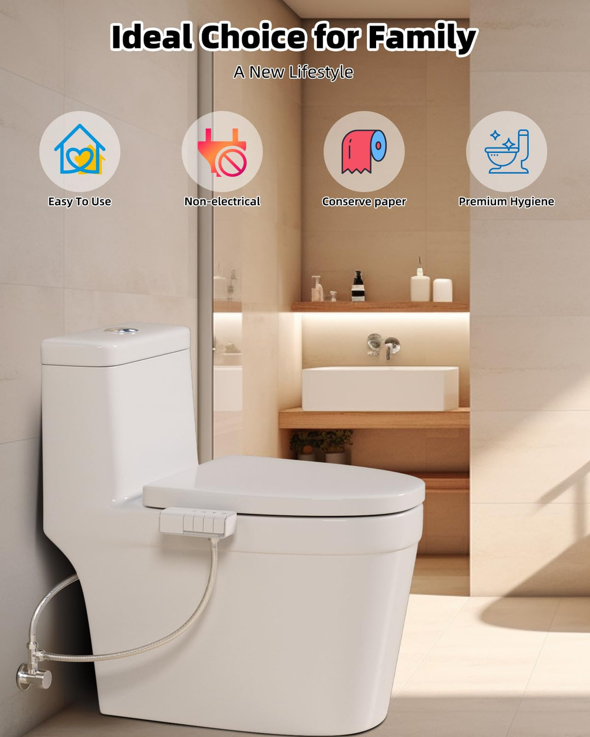 Hibbent bidet attachment adjustable water pressure for personalized cleansing