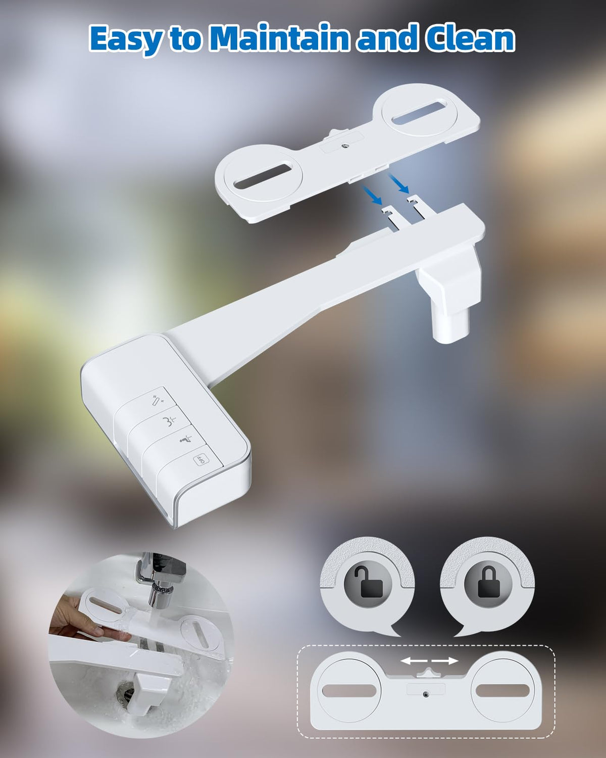Hibbent bidet attachment compact design fits most toilets