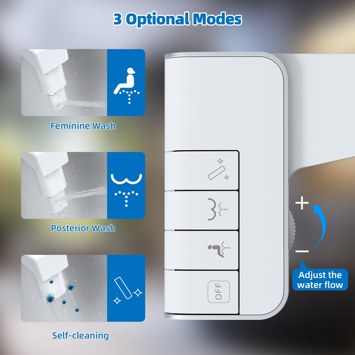 Hibbent bidet attachment rear nozzle for thorough rear cleansing