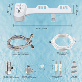 Fits toilets with hot water supply and cold water line.
