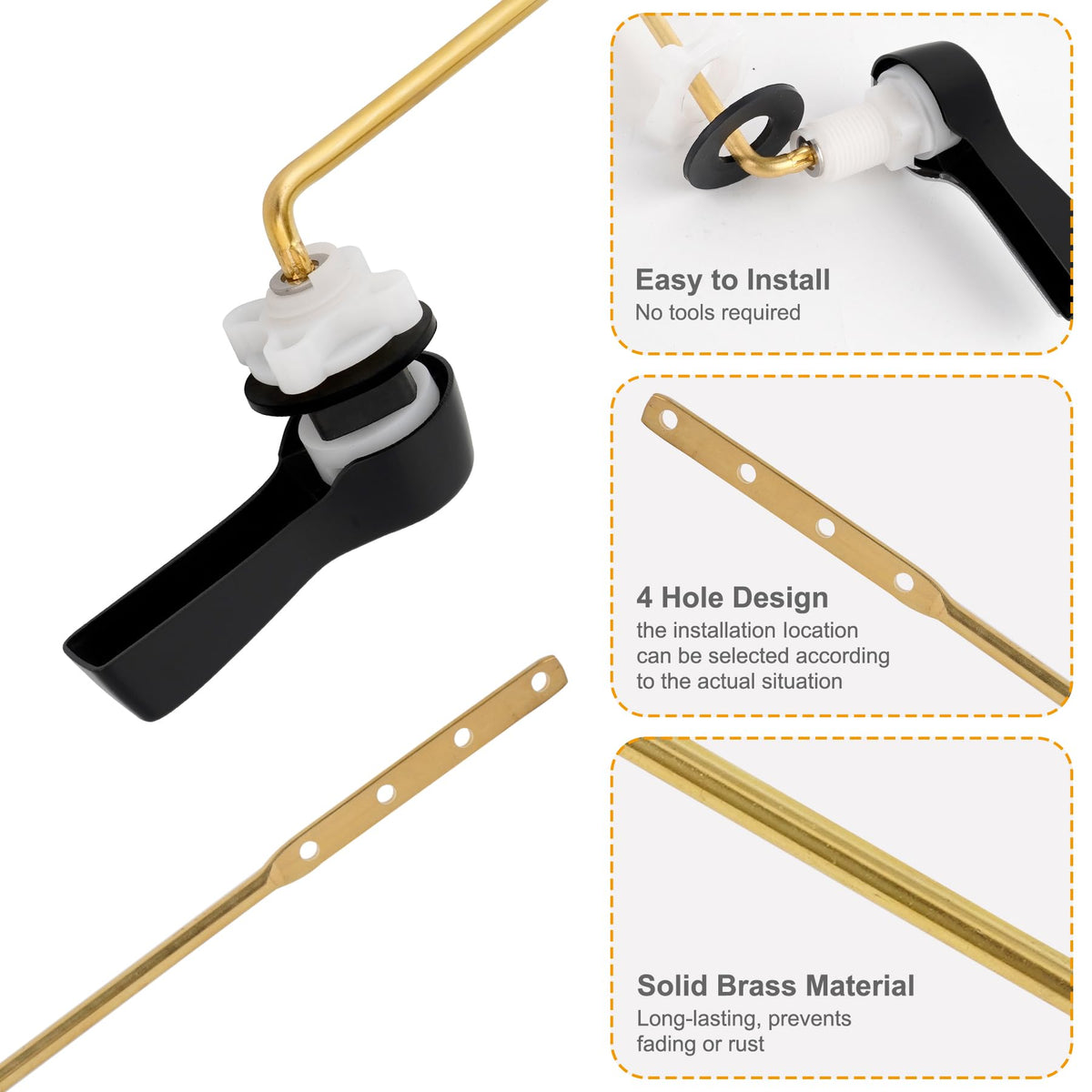 Hibbent brass lever front-mount for lasting reliability.