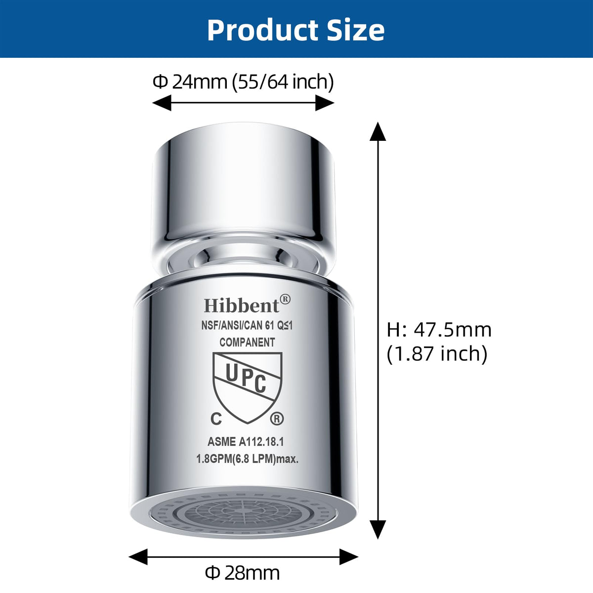 Hibbent NSF/ANSI/CAN 61 and CUPC certified badge for safety
