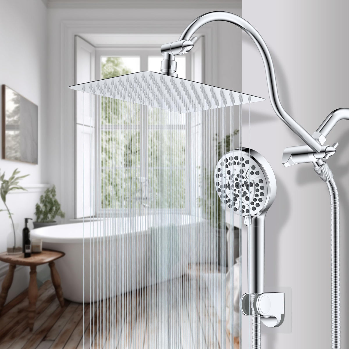 Hibbent chrome finish shower system for durable bathroom upgrade