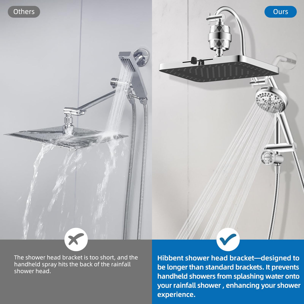 Hibbent chrome shower system installation remains sturdy and leak-free