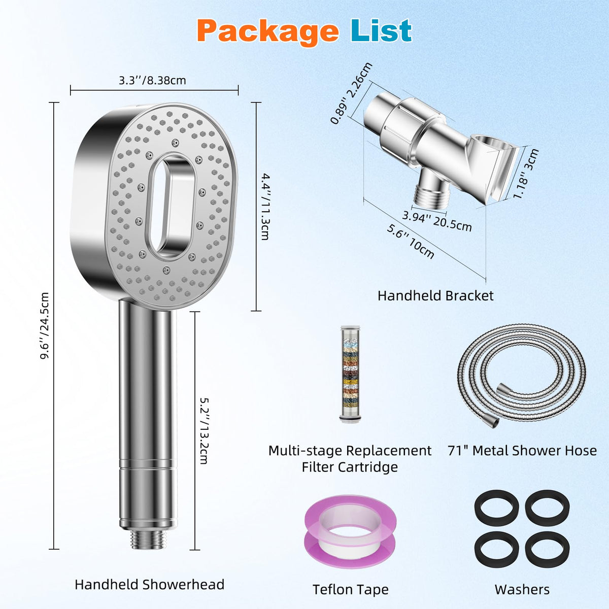 Hibbent chrome showerhead installation kit complements bathroom setup