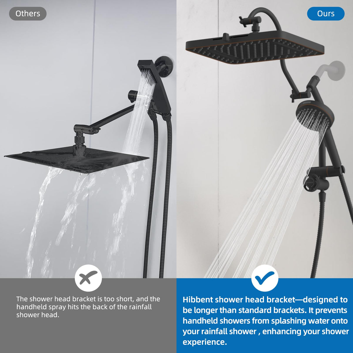 Hibbent cUPC-certified showerhead for compliant safety and reliable performance.