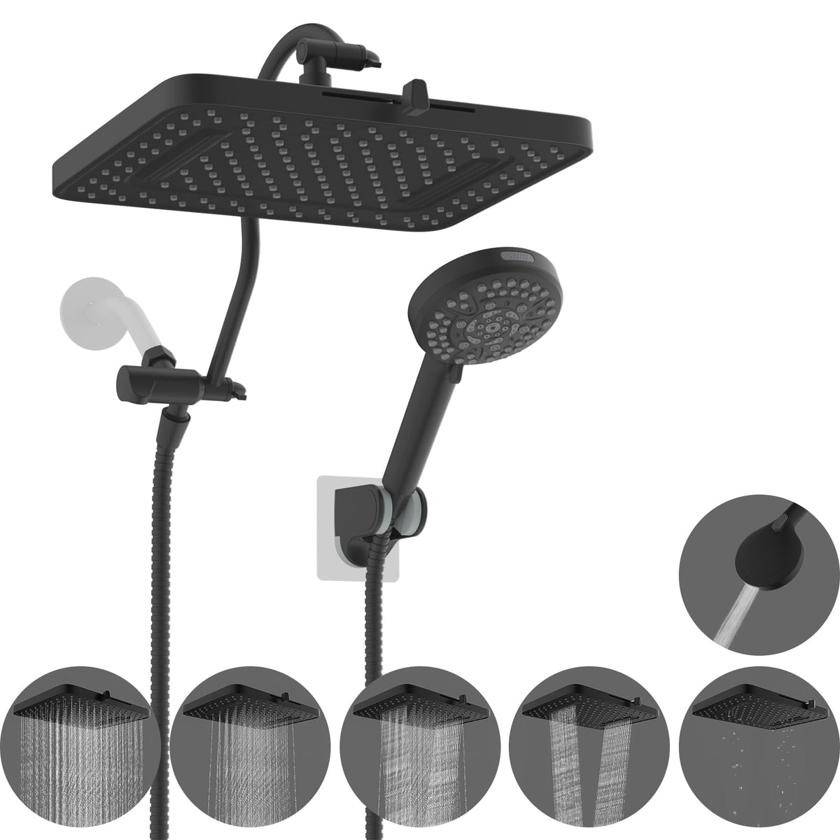 Hibbent cUPC rainfall shower head 13-inch with immersive spray and reliable pressure.