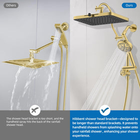 Hibbent curved extension arm prevents leaks and supports easy height adjustment.