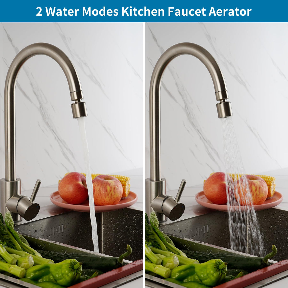 Brushed nickel finish on Hibbent aerator resists rust and wear