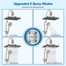 Hibbent easy reach 4-way diverter arm provides flexible spray choices.