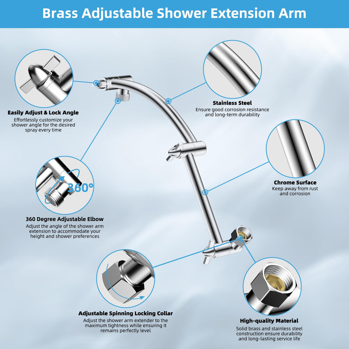 Hibbent 16-inch extension arm provides adjustable height