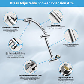 Hibbent 16-inch extension arm with arc design for easy height adjustment