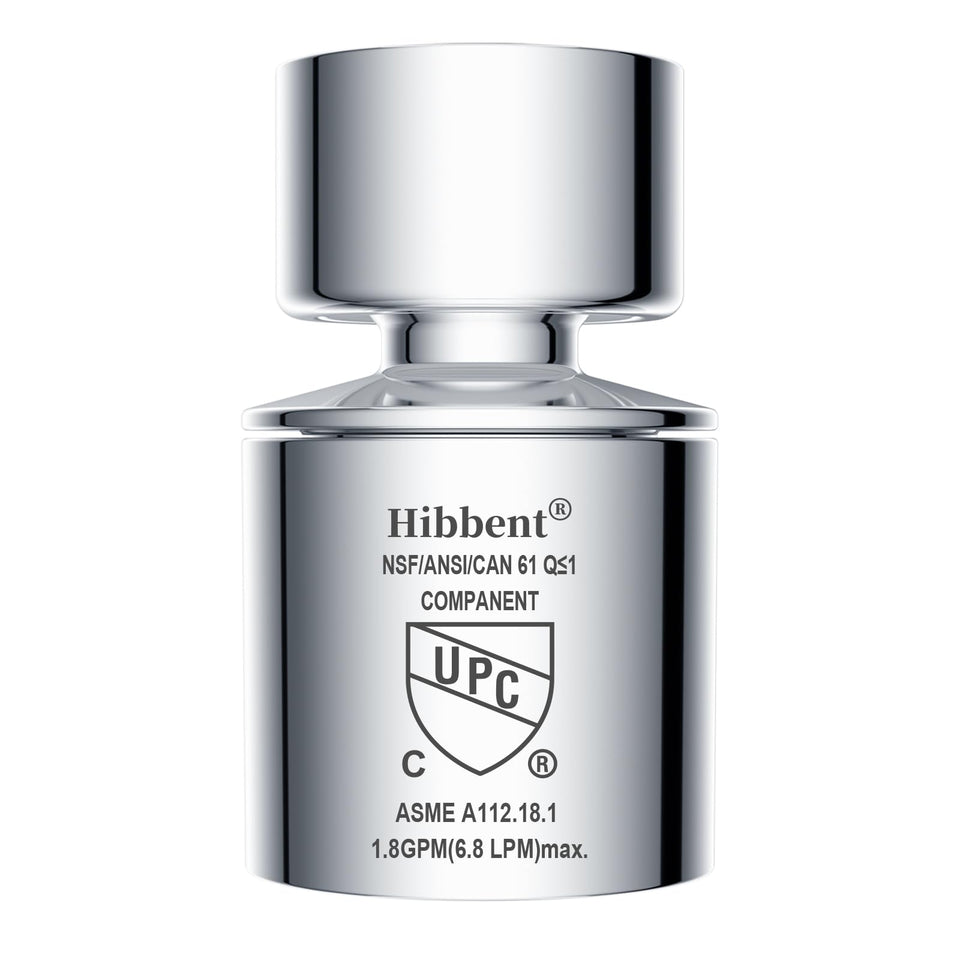 Hibbent 360° swivel faucet aerator showing full range of motion for easy cleaning