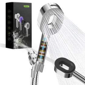 Hibbent filtered handheld chrome showerhead for daily refreshing showers