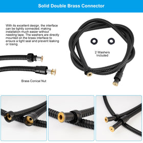 Hibbent flexible hose is easy to maneuver in tight shower spaces.