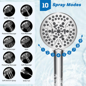 Hibbent handheld 10-spray nozzle offers versatile modes for daily use