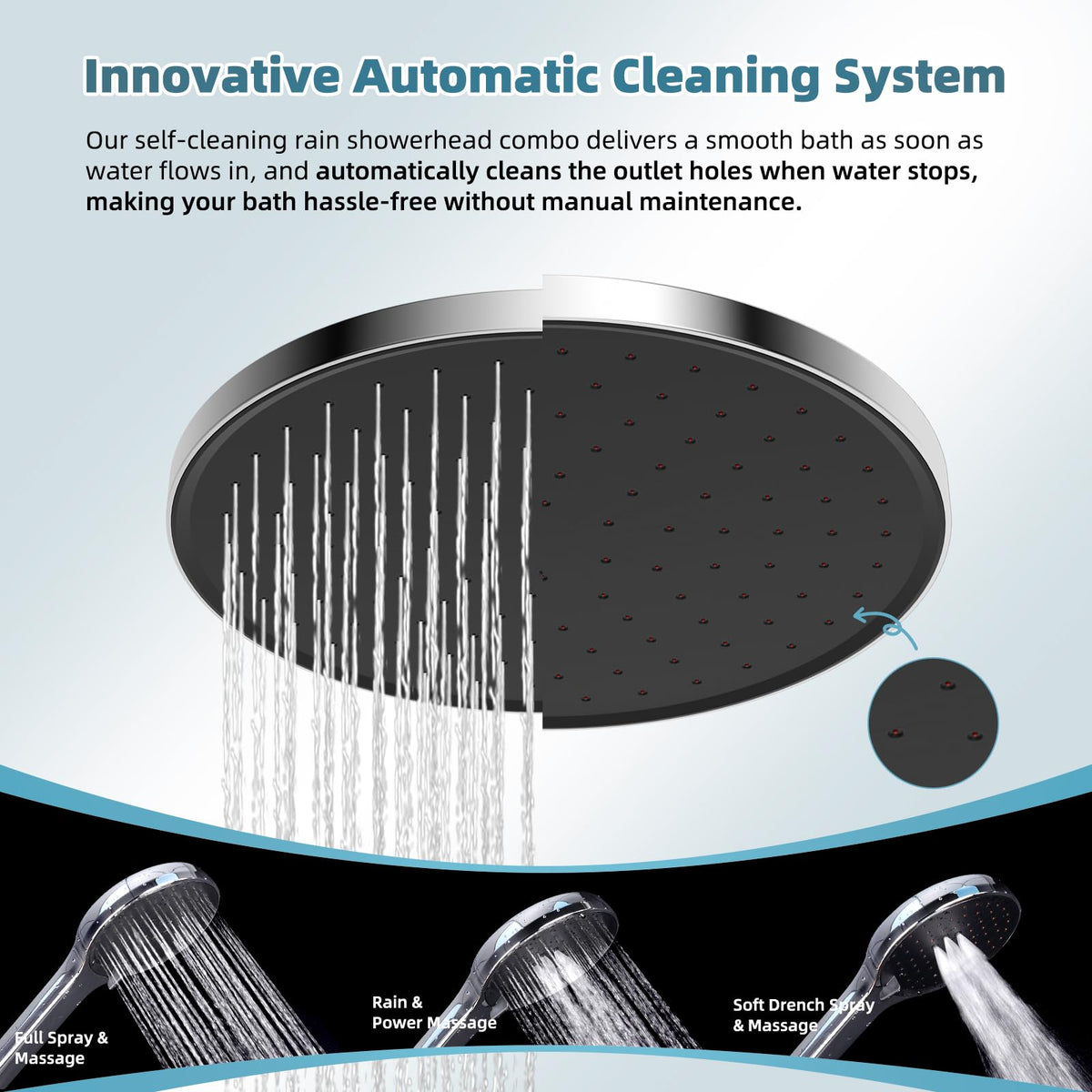 Hibbent handheld shower with 3 spray options for versatile cleansing.