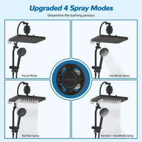 Hibbent handheld showerhead offers 10 spray modes for versatile use.