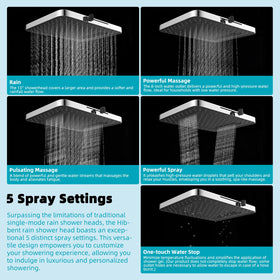 Hibbent high-pressure 5-spray settings deliver versatile cleansing experiences.