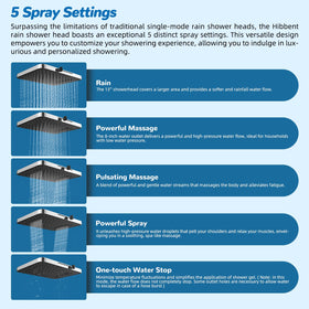 Hibbent high-pressure rainfall mode delivers focused cleansing even in lower flow