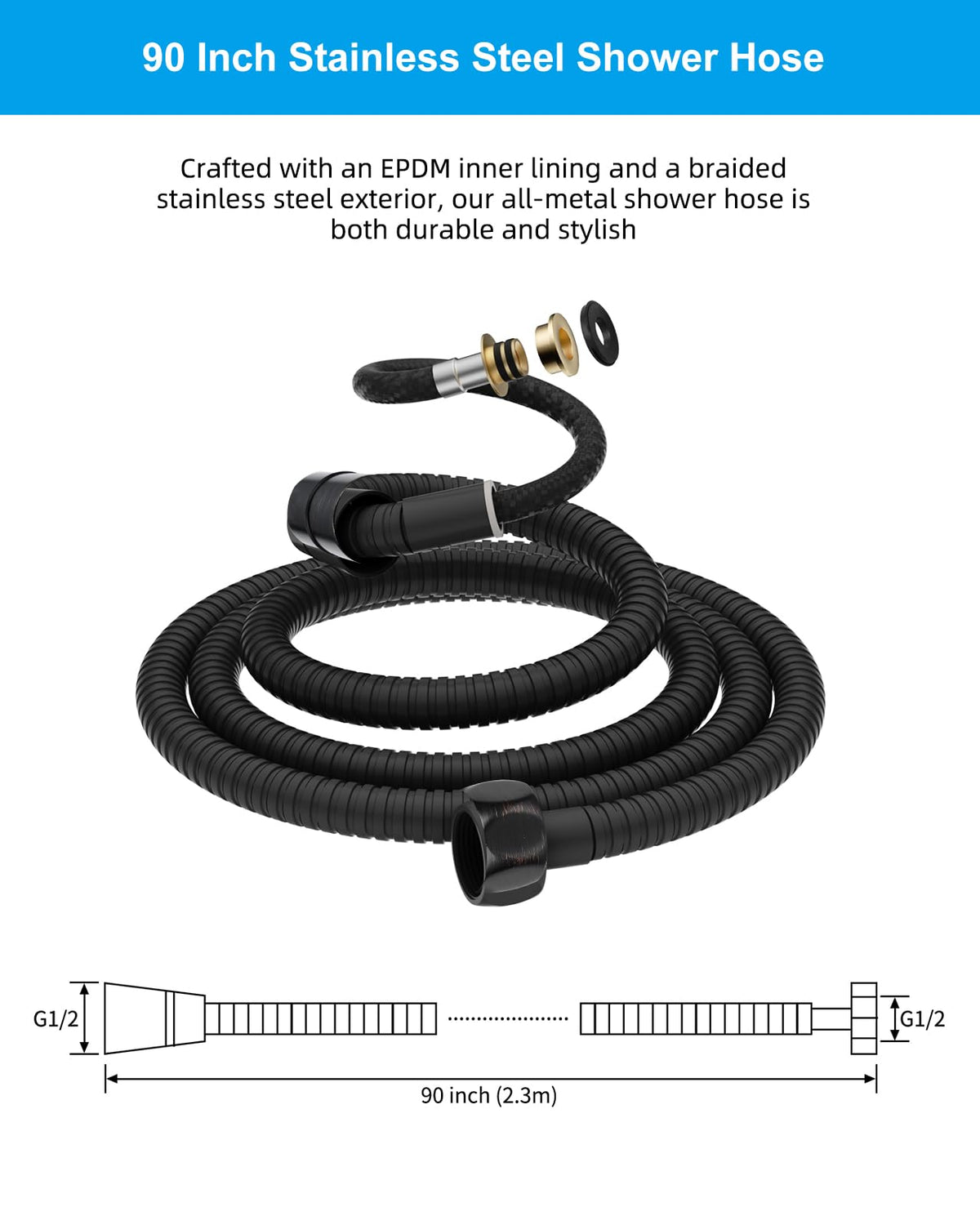 Hibbent leak proof anti twist design prevents kinks during showers