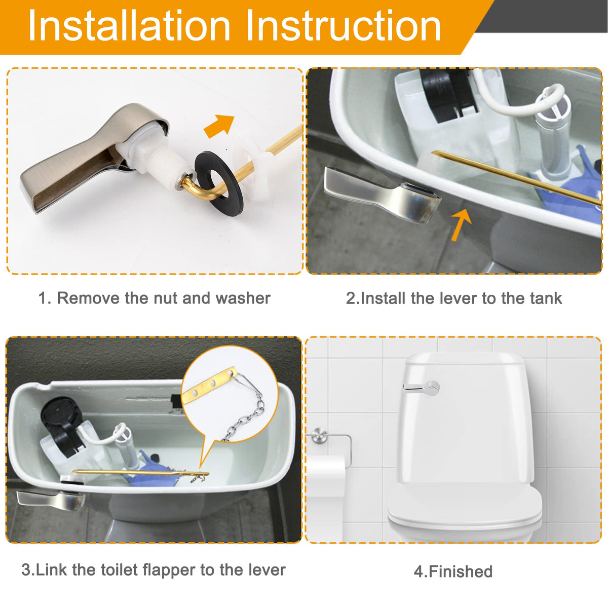Hibbent lever with spud and nut included for easy install