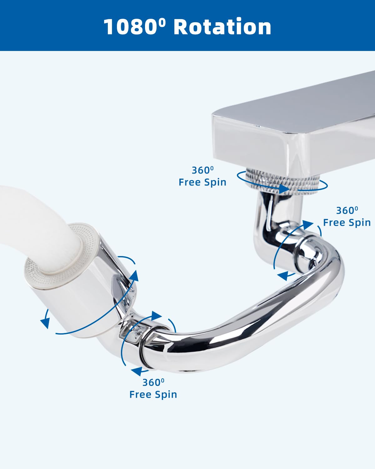 Hibbent metal extension arm with ABS aerator provides durable, corrosion-resistant performance.