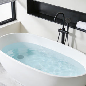 Hibbent matte black finish enhances modern bathrooms