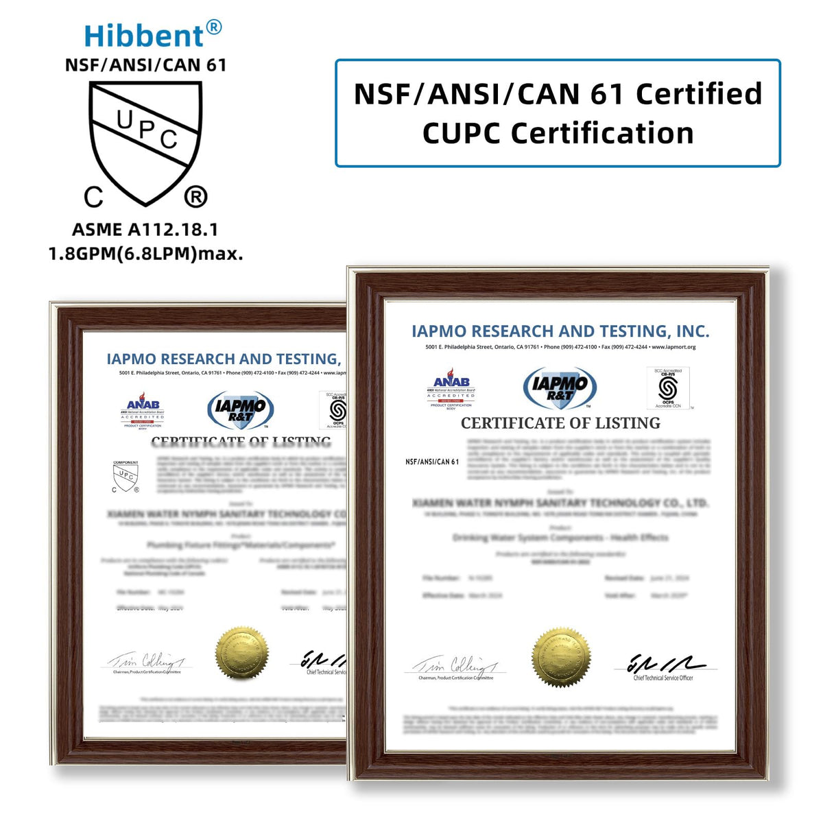 NSF/ANSI/CAN 61 certified aerator for safe kitchen use by Hibbent