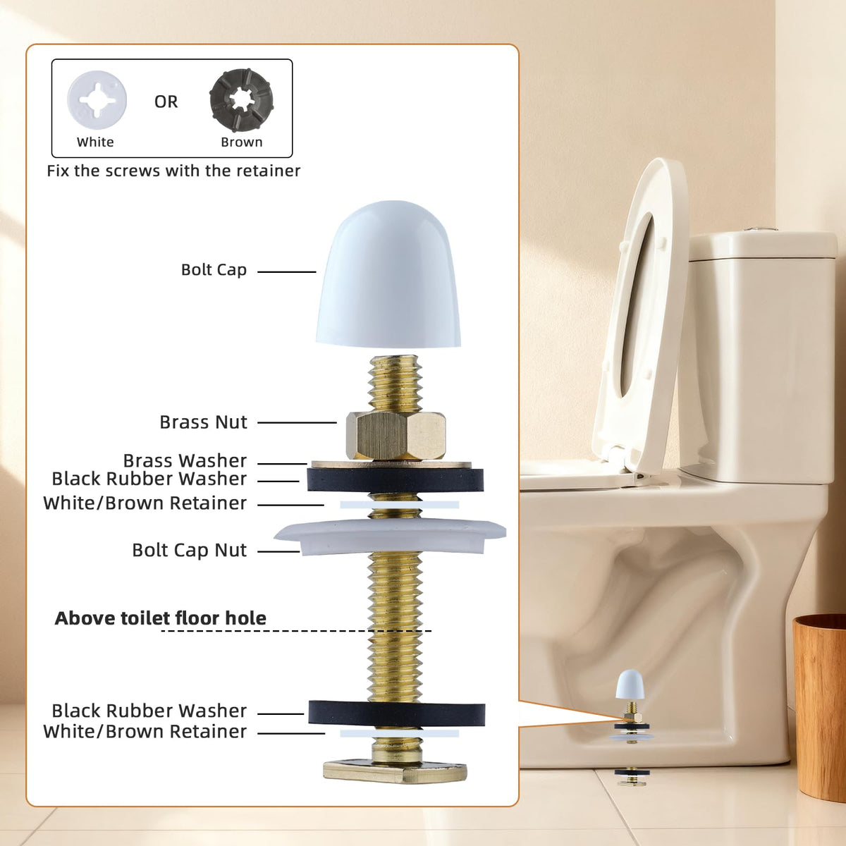 Package contents visible, highlighting wax ring and hardware for quick replacement.