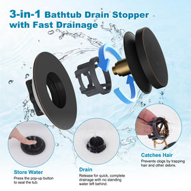 Hibbent pop-up drain strainer demonstrates easy sealing and release.