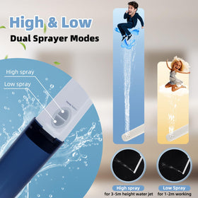 Hibbent portable bidet dual spray function demonstrates high-pressure jet for effective cleaning.