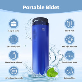Hibbent portable bidet water filling mode shows how to connect to larger containers for outdoor use.