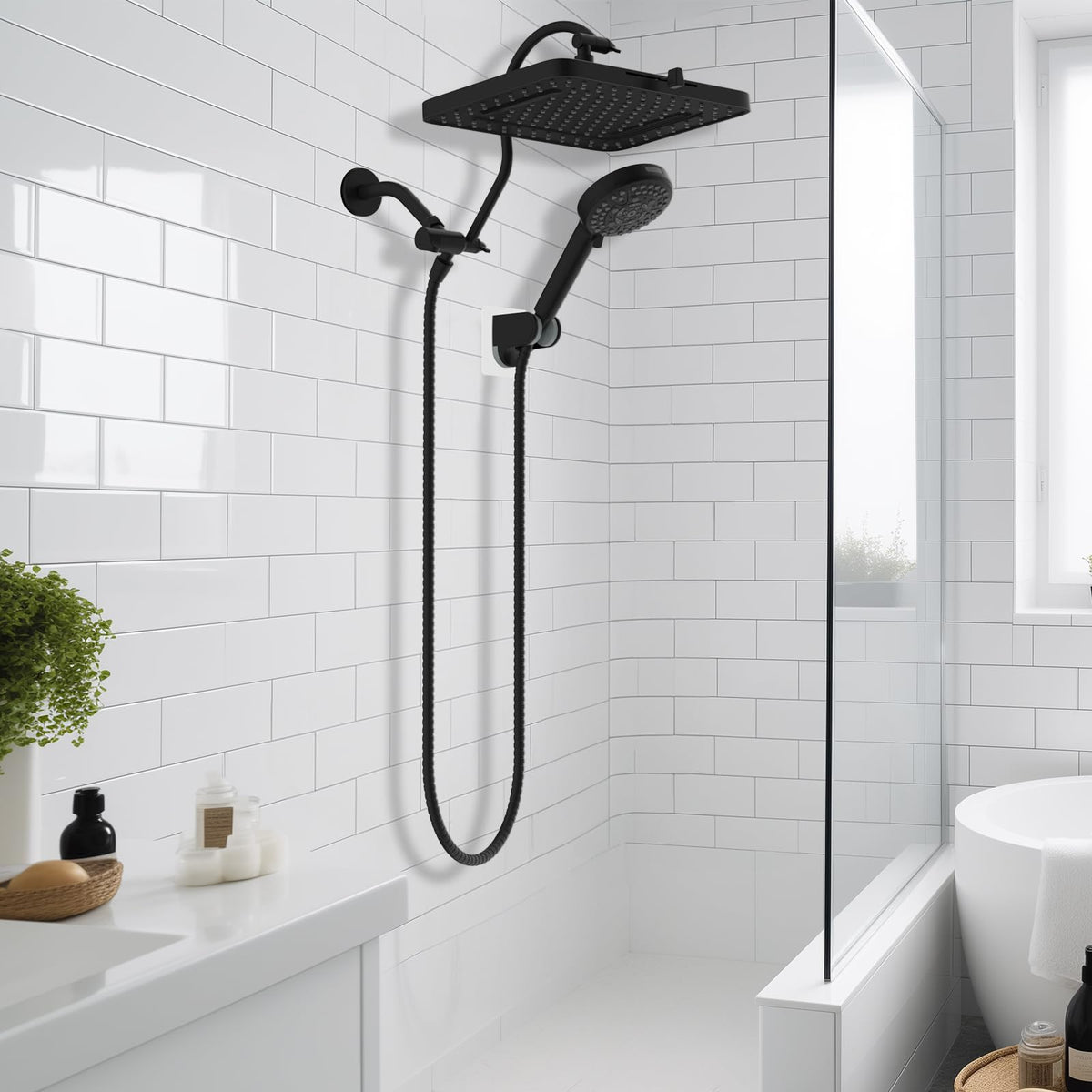Premium matte black finish adds a modern look to any bathroom.