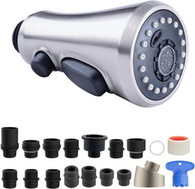 Hibbent pull-down spray head front view for versatile kitchen faucet installation