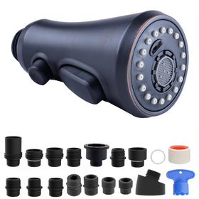 Hibbent pull-down spray head with versatile 3-function nozzle for kitchen use