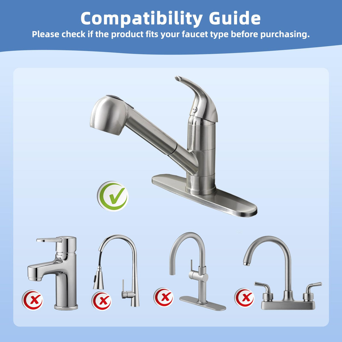 Hibbent pull-out head seated on standard hose compatible with most systems