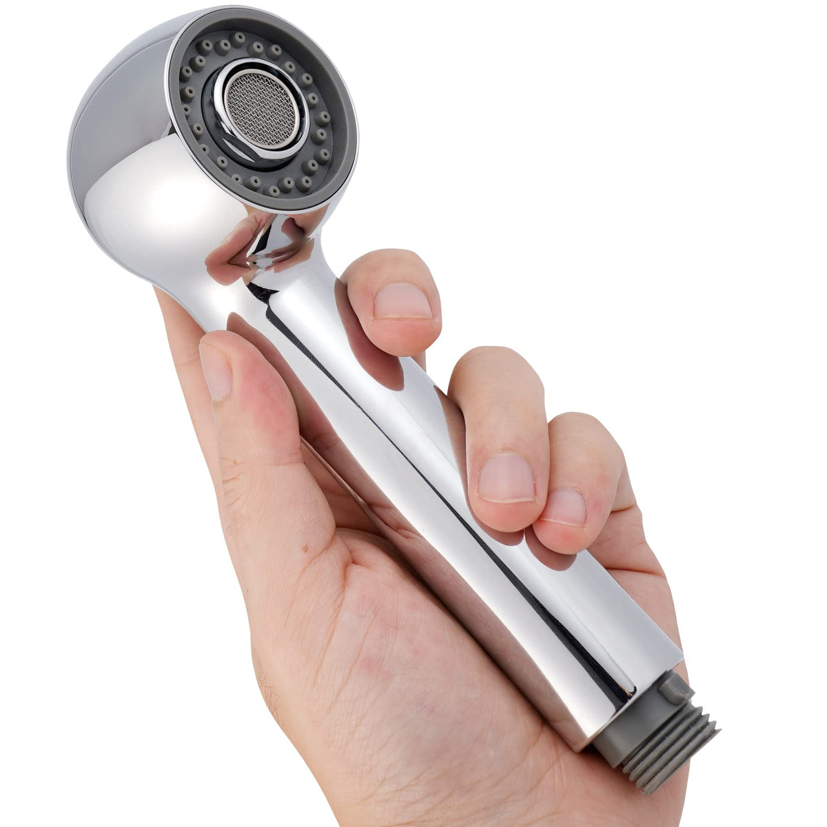 Hibbent chrome pull-out sprayer head with two-function control for versatile kitchen tasks