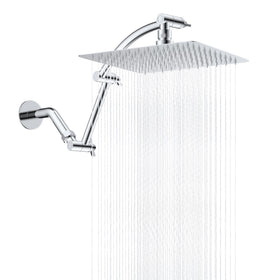 Hibbent all metal rain shower head with 10-inch spray delivering high pressure