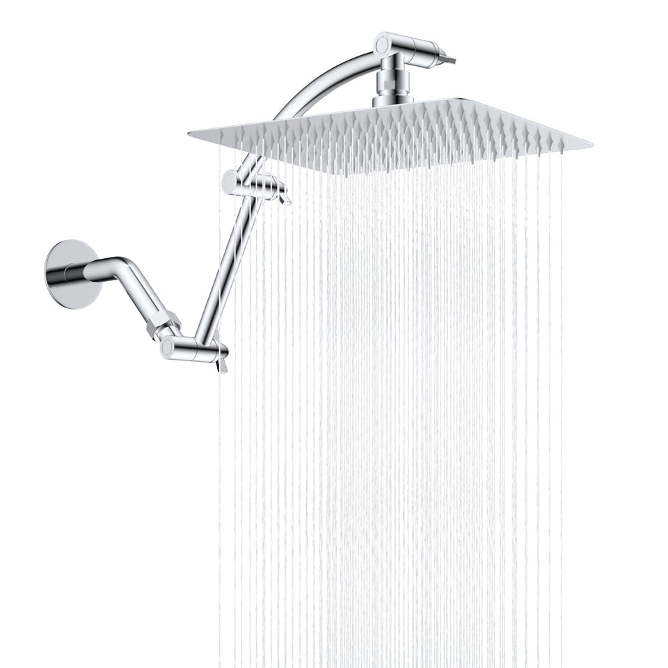 Hibbent all metal rain shower head with 10-inch spray delivering high pressure