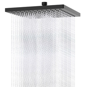 Hibbent 12-inch square rain shower head for wide, even coverage.