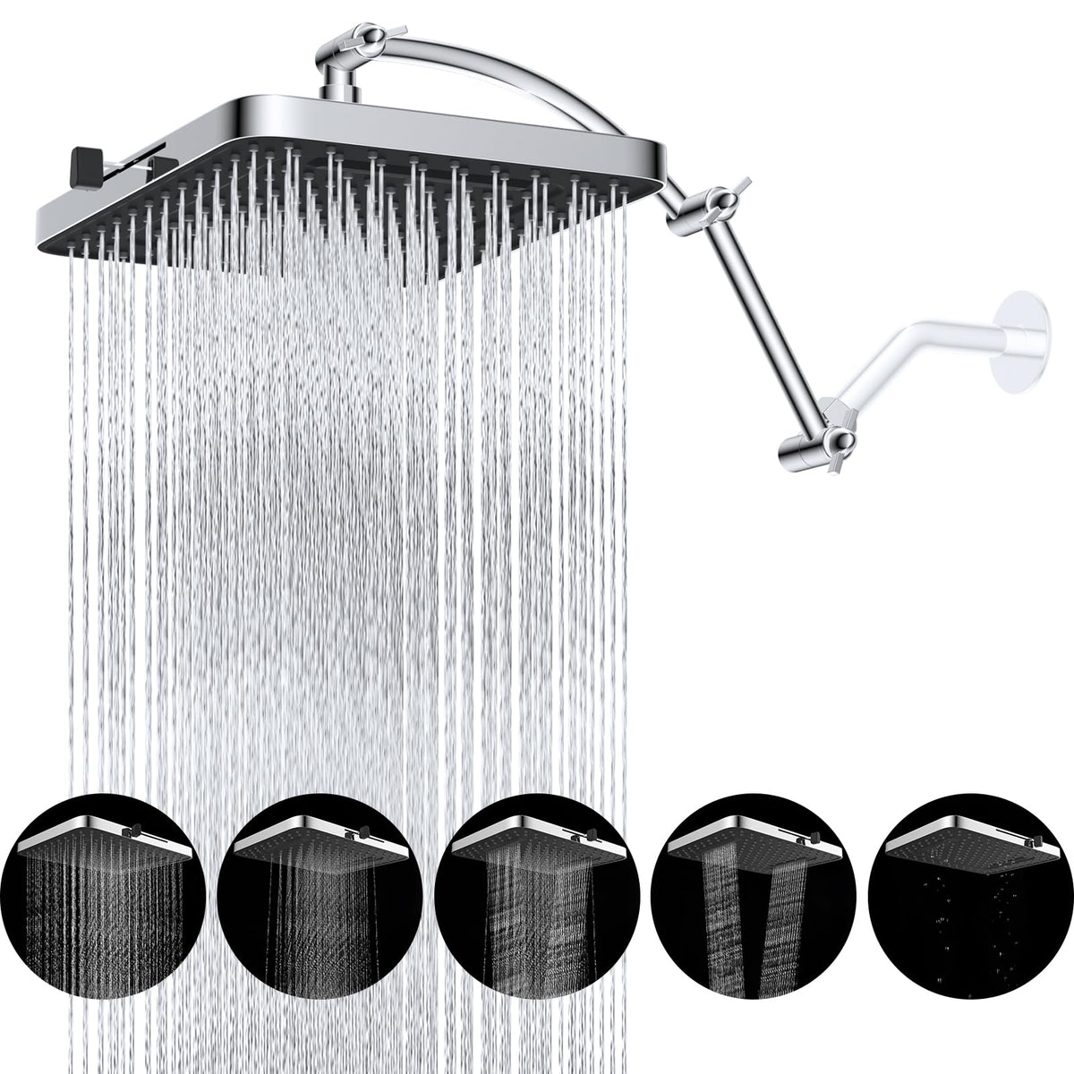 Hibbent 13-inch rain shower head with wide coverage for immersive showers.